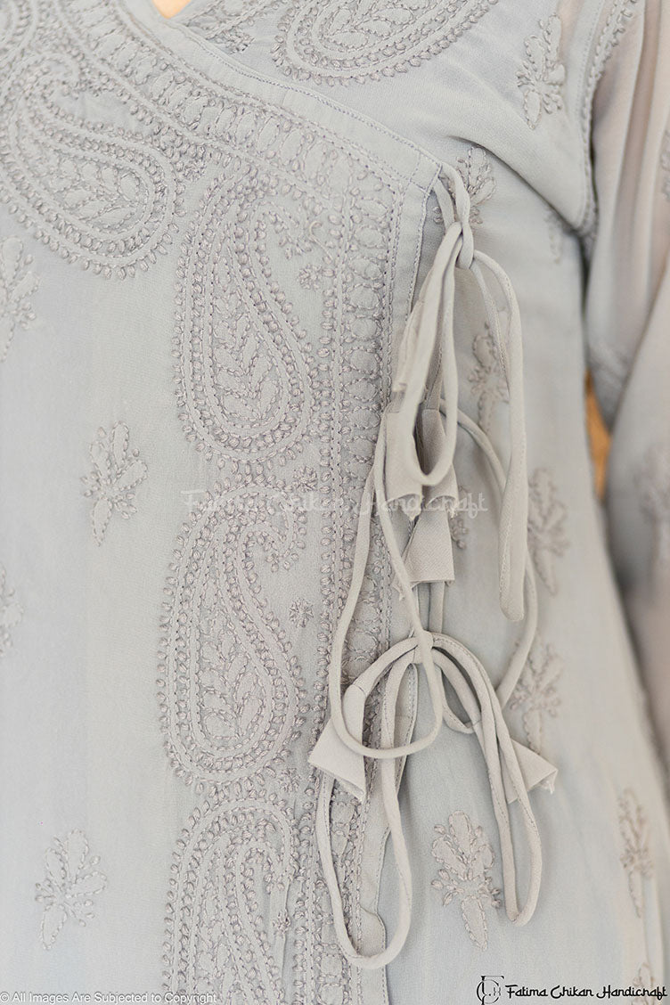 TAIMA GREY GEORGETTE SLIT ANGARKHA