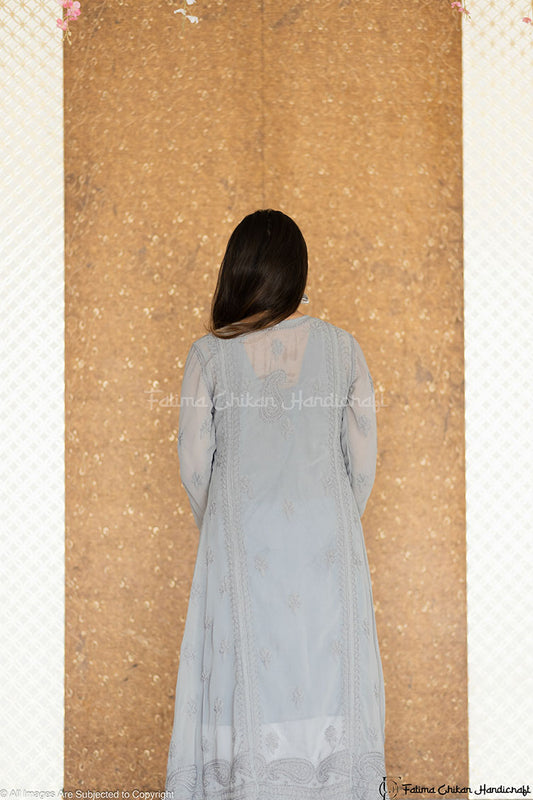 TAIMA GREY GEORGETTE SLIT ANGARKHA