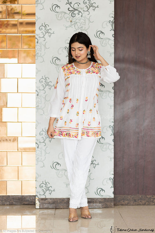 WAFA WHITE MULTI SHORT SHIRT