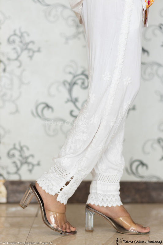 CHIKANKARI AFGHANI ANKLE LENGTH COTTON SALWAR  WITH SIDE POCKETS