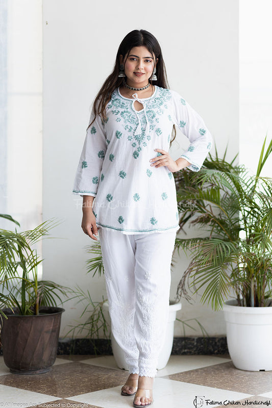 UZMA CHIKANKARI COTTON SHORT KURTA