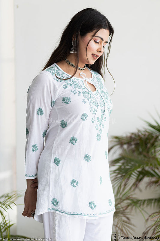 UZMA CHIKANKARI COTTON SHORT KURTA