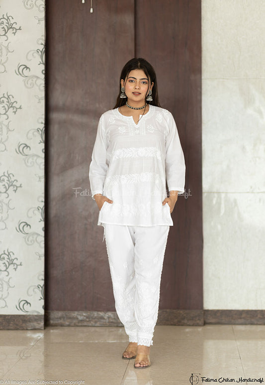 FARA WHITE RESHAM SHORT TOP DYEABLE