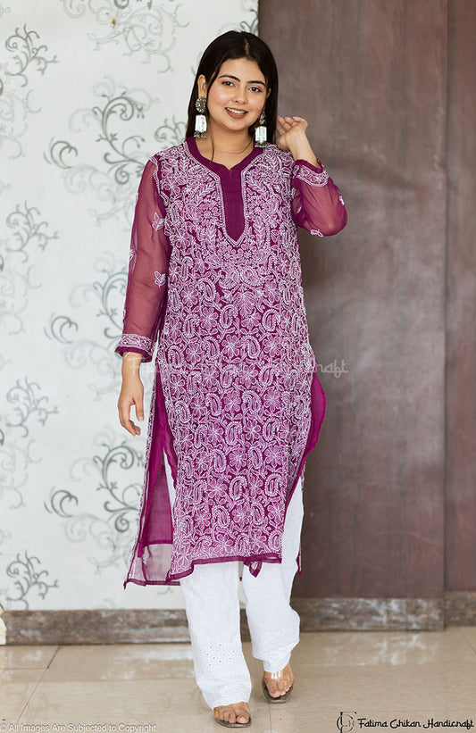 WINE ISRA GEORGETTE STRAIGHT CHIKANKARI KURT