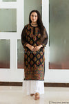 BLACK MULTI HAFSA GEORGETTE STRAIGHT CHIKANKARI KURTI