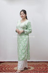 LIGHT GREEN MARIA MODAL STRAIGHT CHIKANKARI KURTI