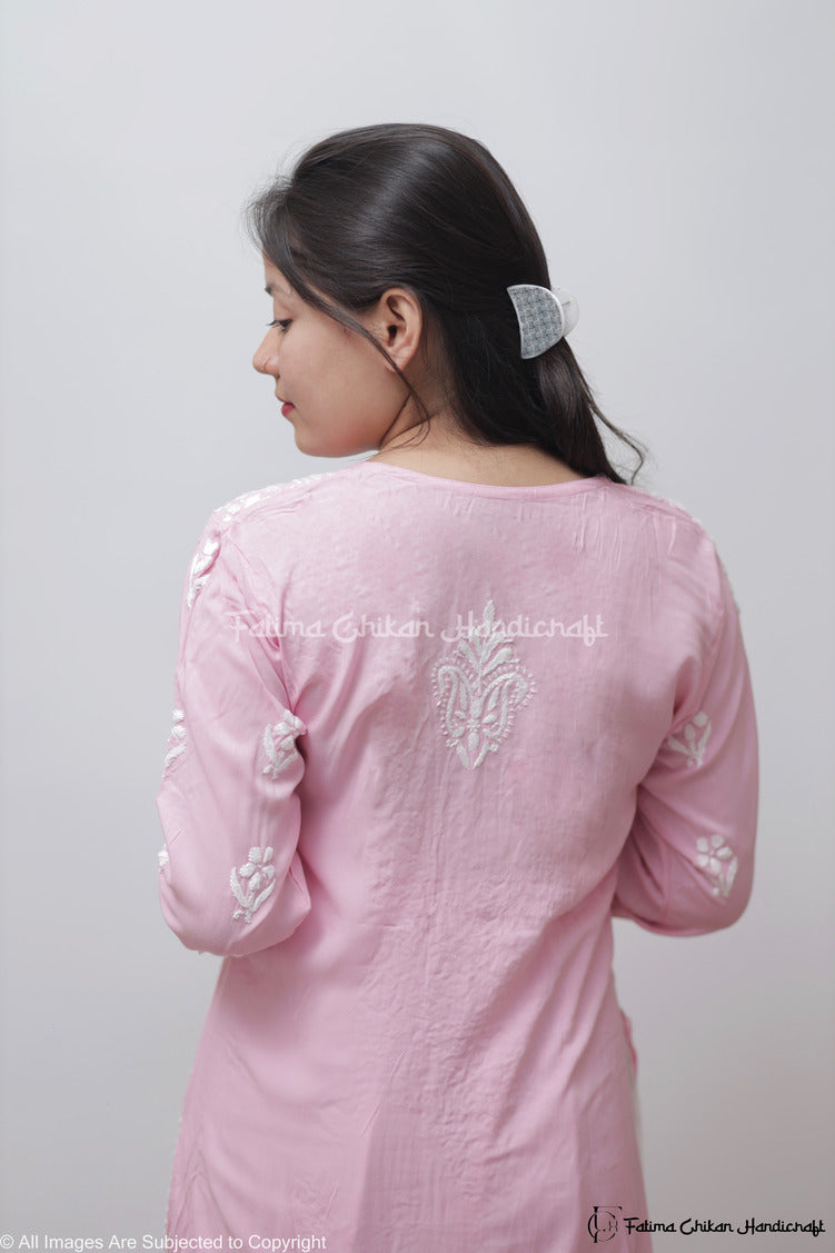 PINK MARIA MODAL STRAIGHT CHIKANKARI KURTI