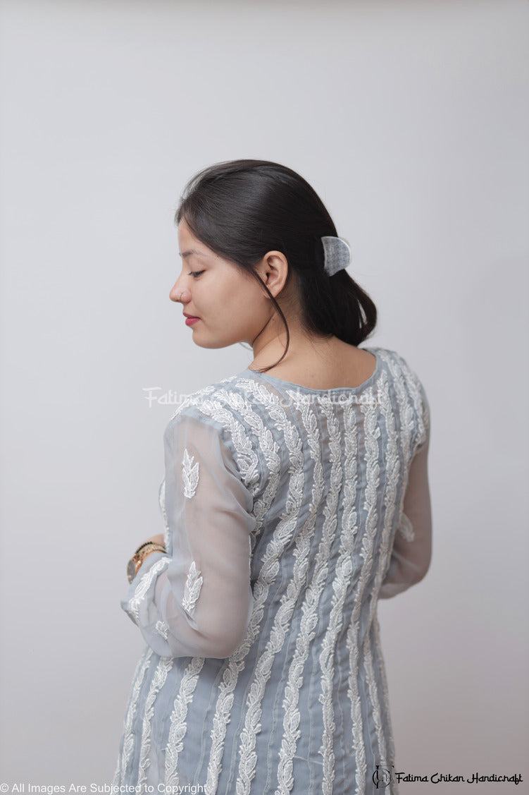 NAAYLA GREY GEORGETTE CHIKANKARI ANARKALI