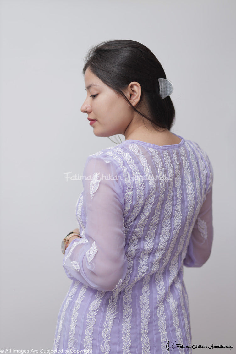 NAAYLA LAVENDER GEORGETTE CHIKANKARI ANARKALI