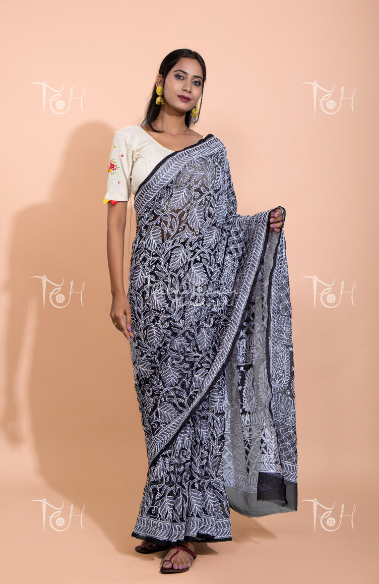 GEORGETTE FULL JAAL CHIKANKARI SAREE