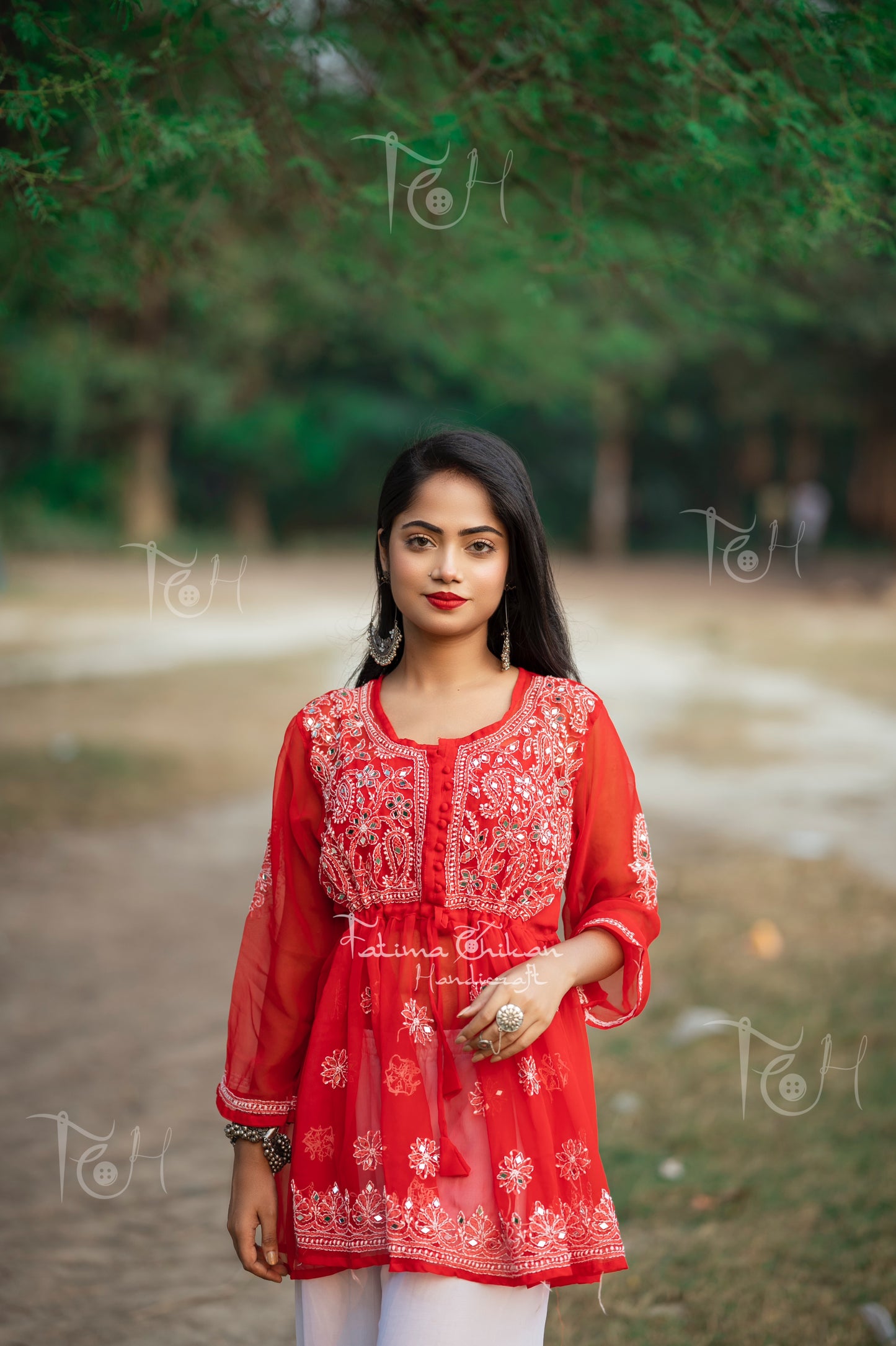 AISHWARY SHORT FROCK CHIKANKARI SET WITH DUPATTA