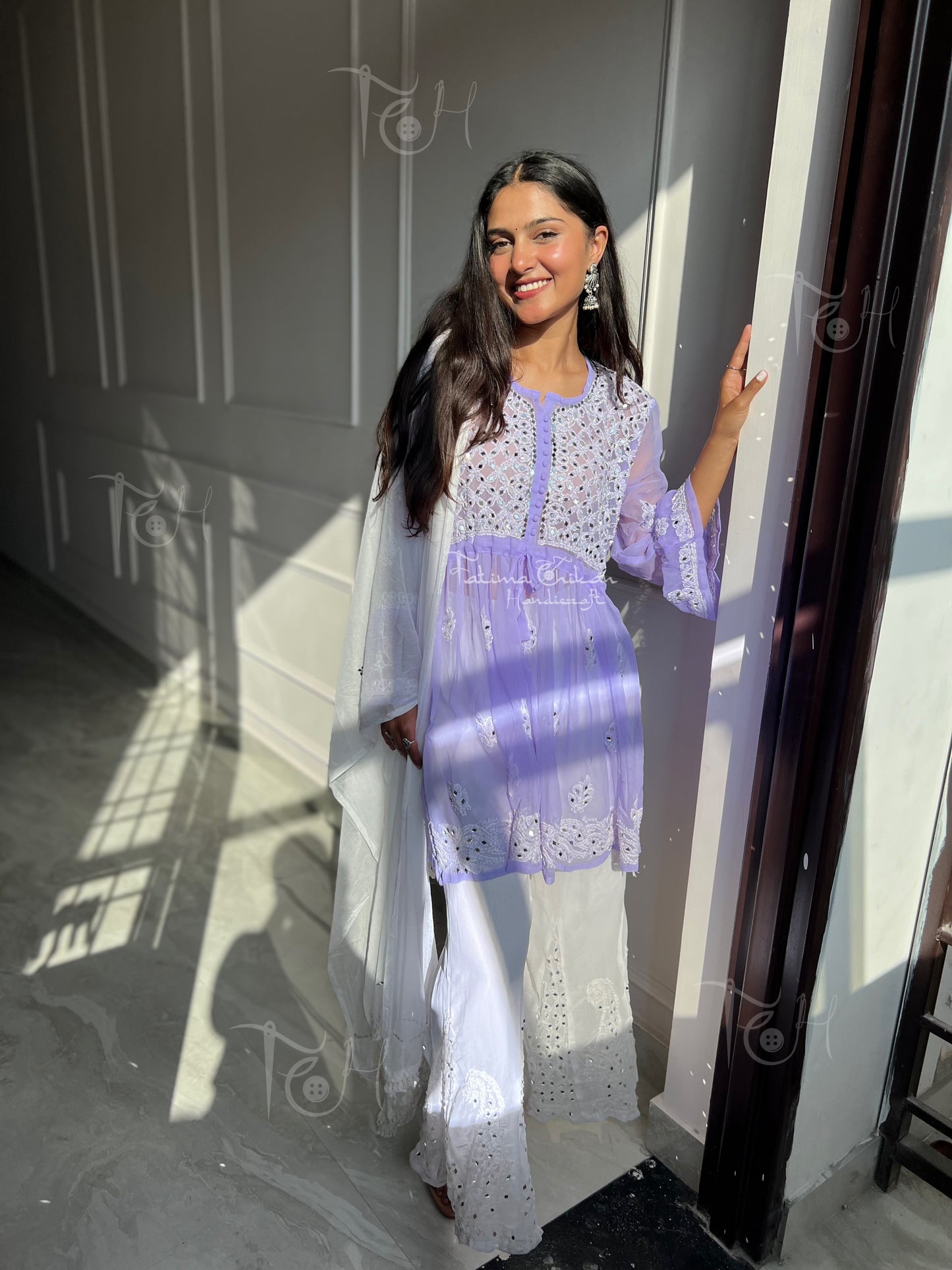 KANISHKA SHORT FROCK CHIKANKARI SET