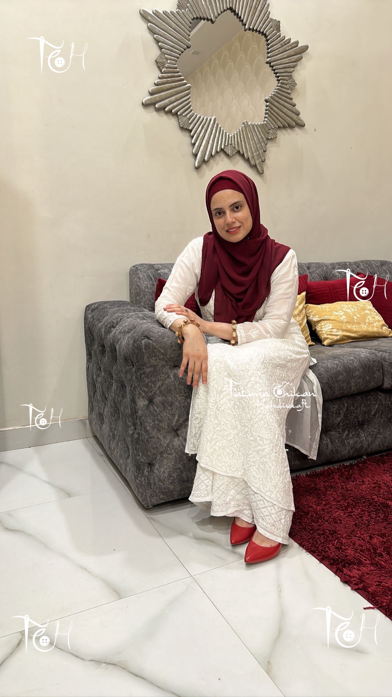 BAJIS VISCOSE MUKESH WORK CHIKANKARI SET