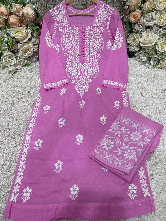 CHIKANKARI DOBBY PANT SET