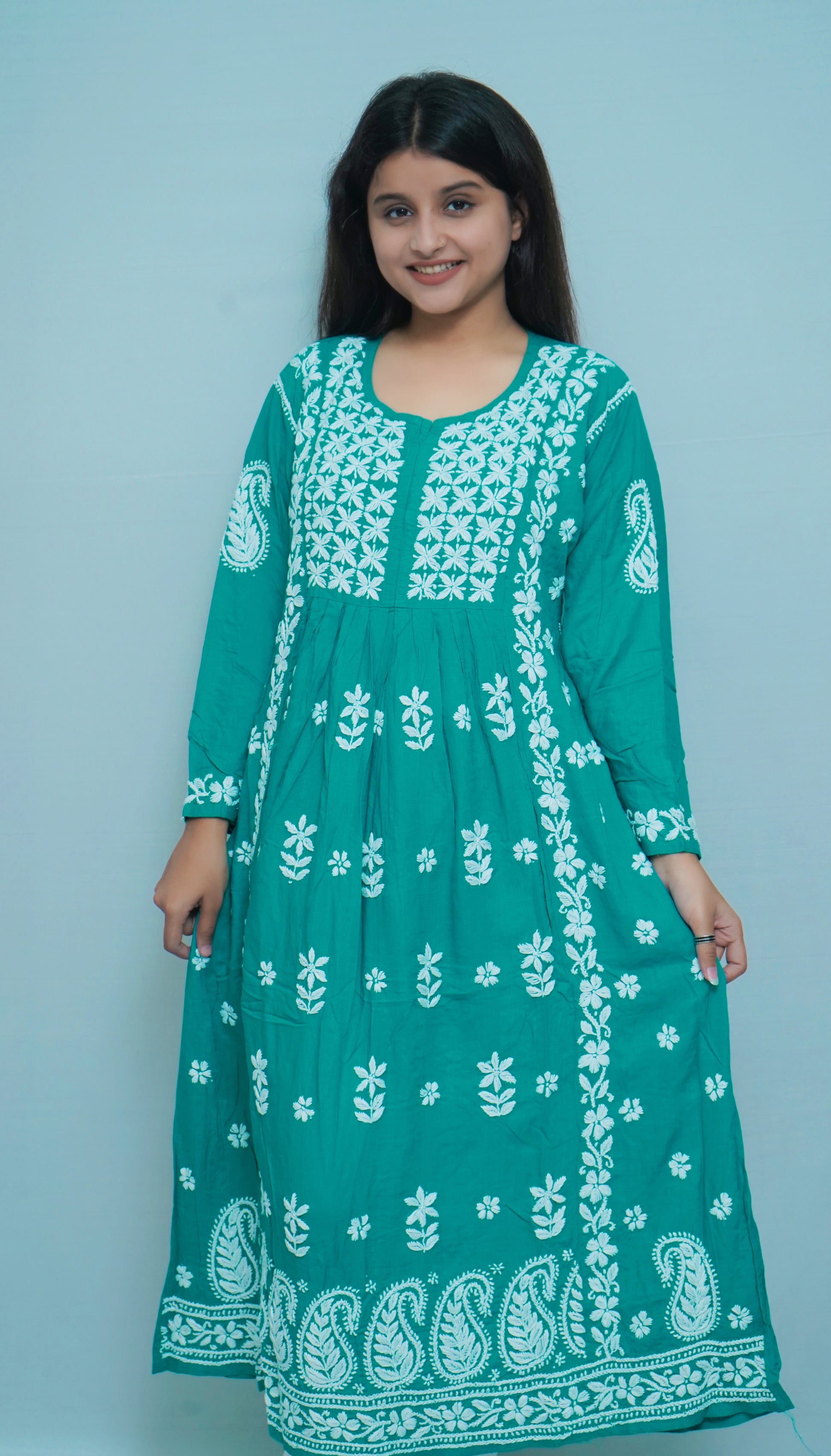 RAMA GREEN HEAVY MODAL GAOWN