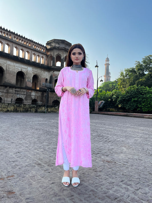 MUSLIN HANDWORK CHIKANKARI KURTI