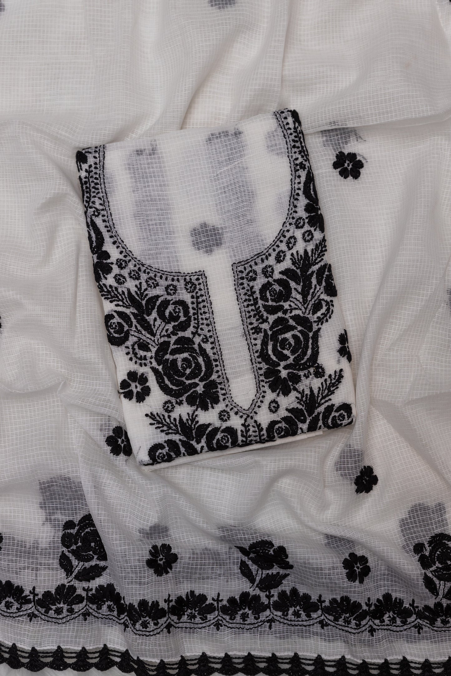 Products WHITE GULAB KOTA DORIYA SUIT WITH KURASHIYA DUPATTA