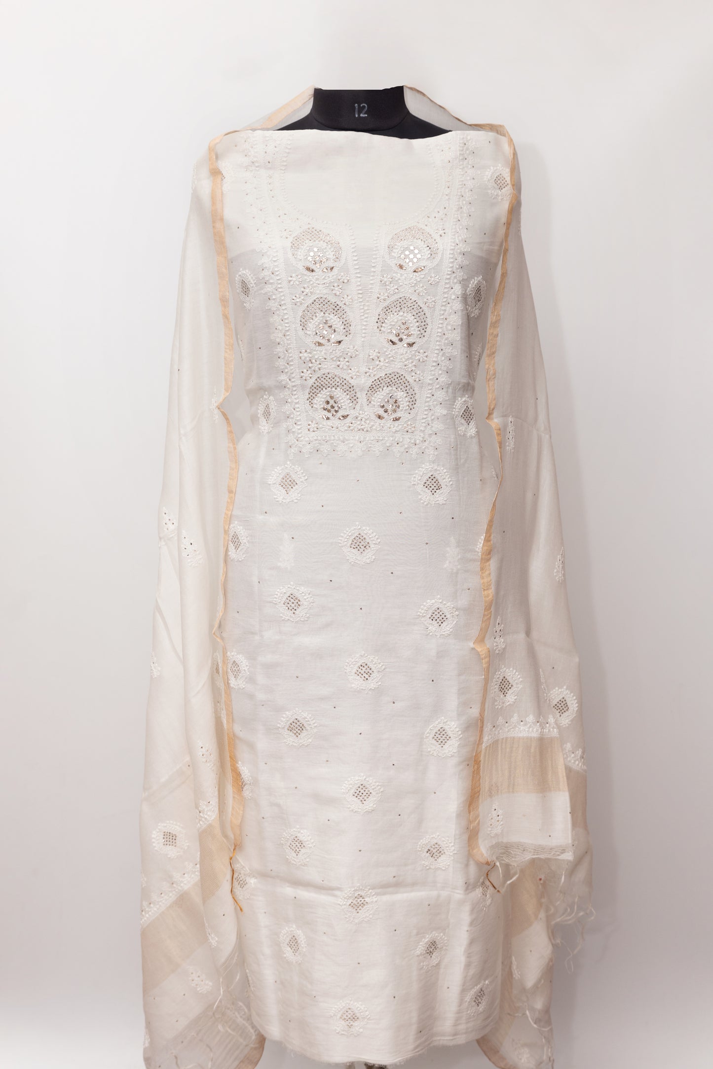 PREMIUM CHANDERI GALA WORK UNSTITCHED SUIT