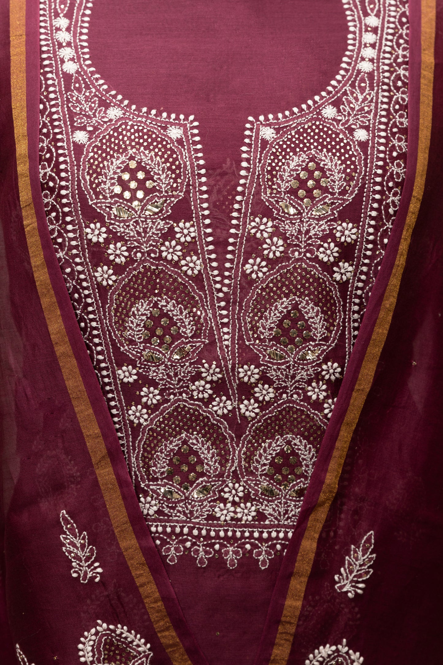 PREMIUM CHANDERI GALA WORK UNSTITCHED SUIT