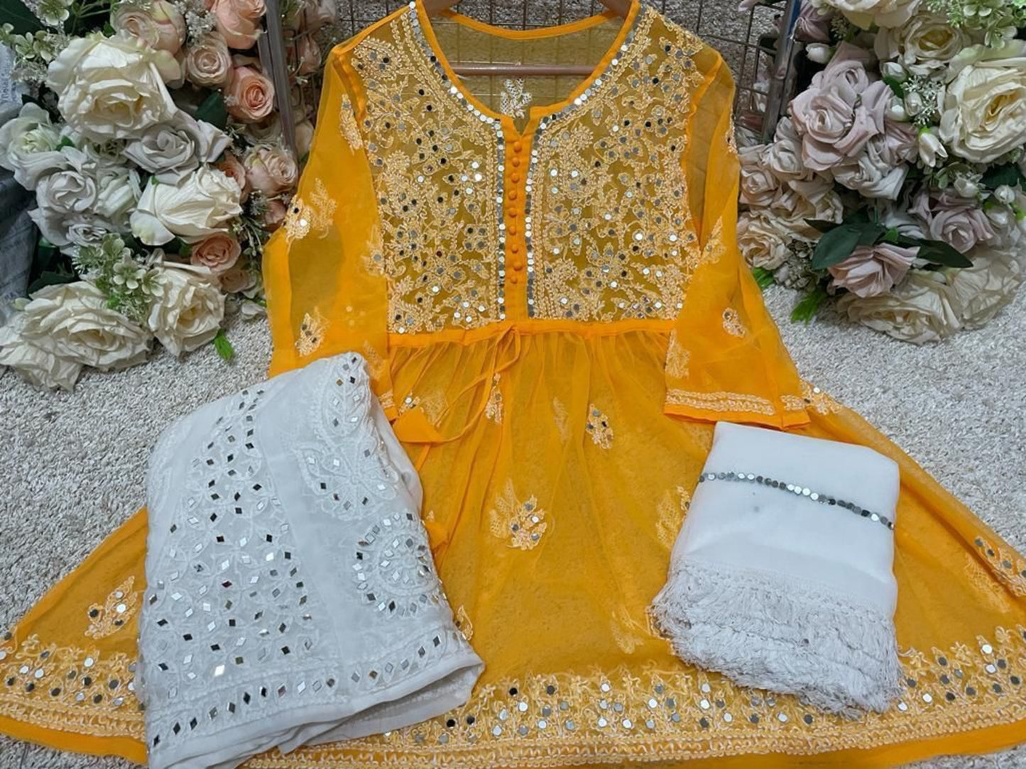 CHIKANKARI SHORT FROCK SET