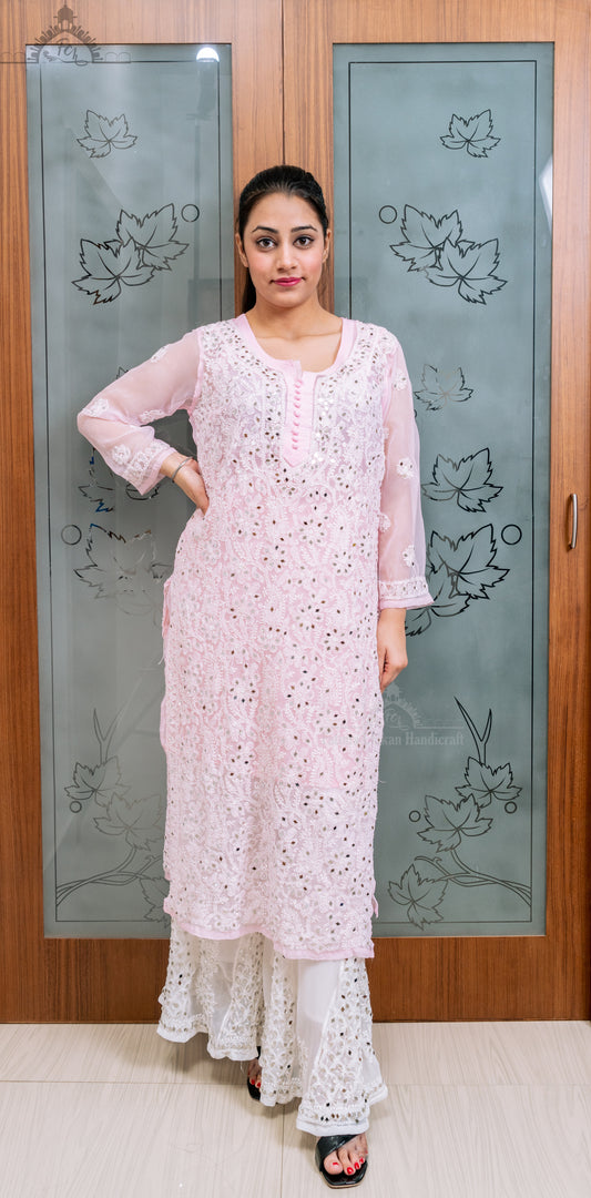 BUTI-JAAL WITH MIRROR WORK GEORGETTE KURTA SET