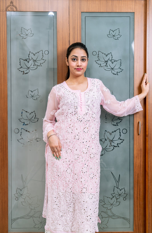 BUTI-JAAL WITH MIRROR WORK GEORGETTE KURTA SET