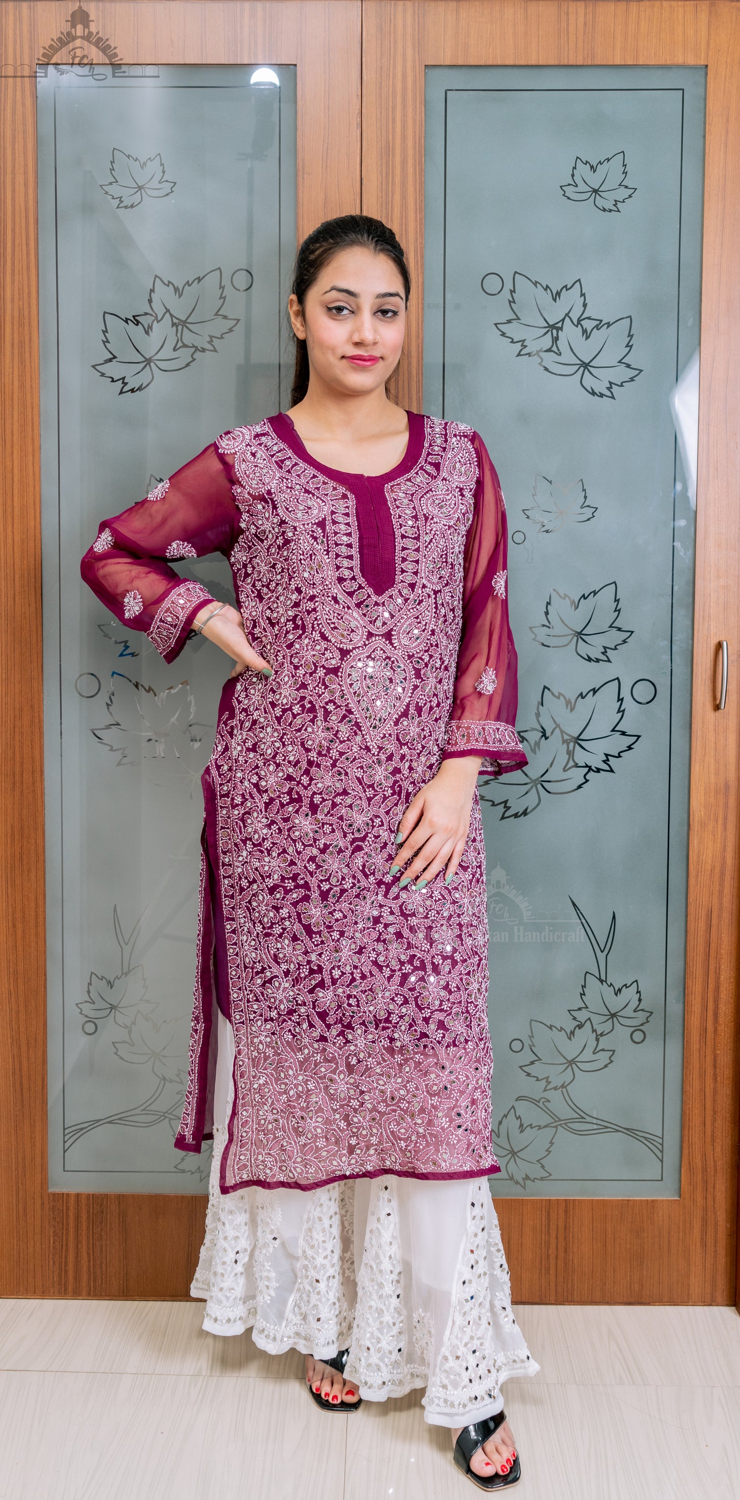 BUTI-JAAL WITH MIRROR WORK GEORGETTE KURTA SET