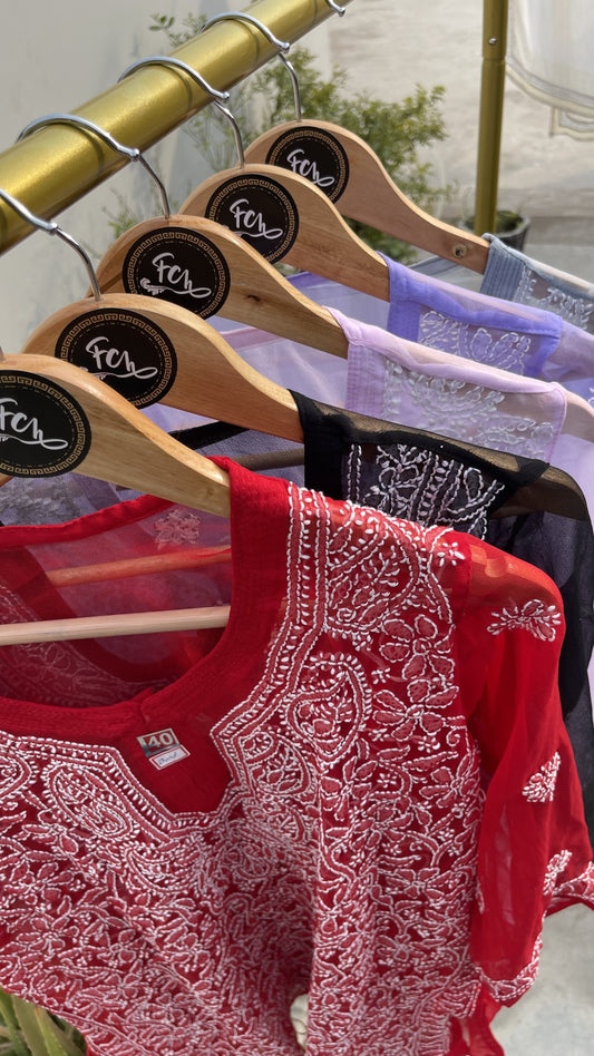 GEORGETTE CHIKANKARI SHORT TOPS