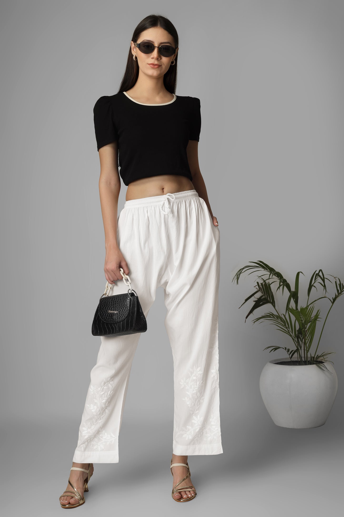 CHIKANKARI MODAL PANT