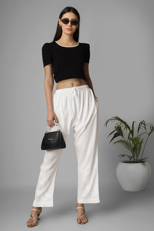 CHIKANKARI MODAL PANT