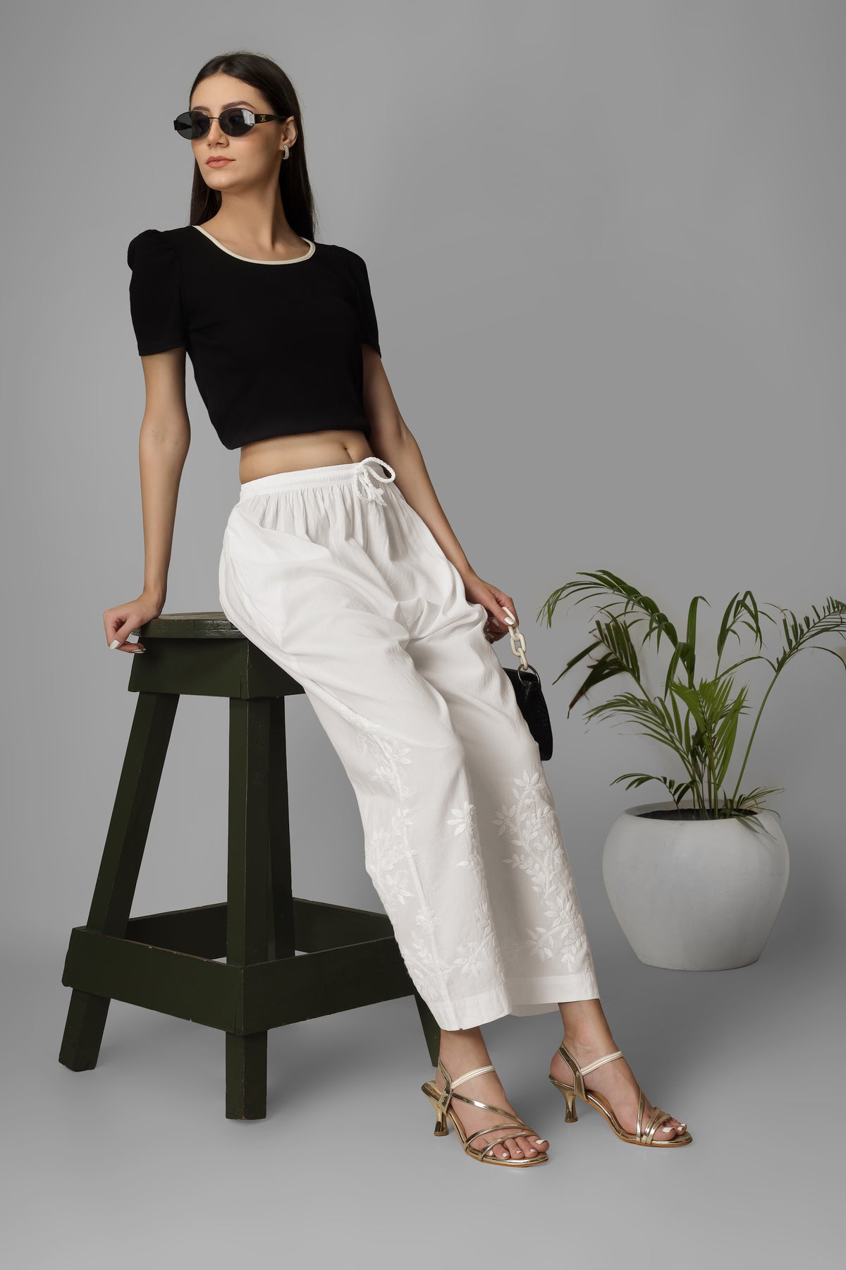 CHIKANKARI MODAL PANT