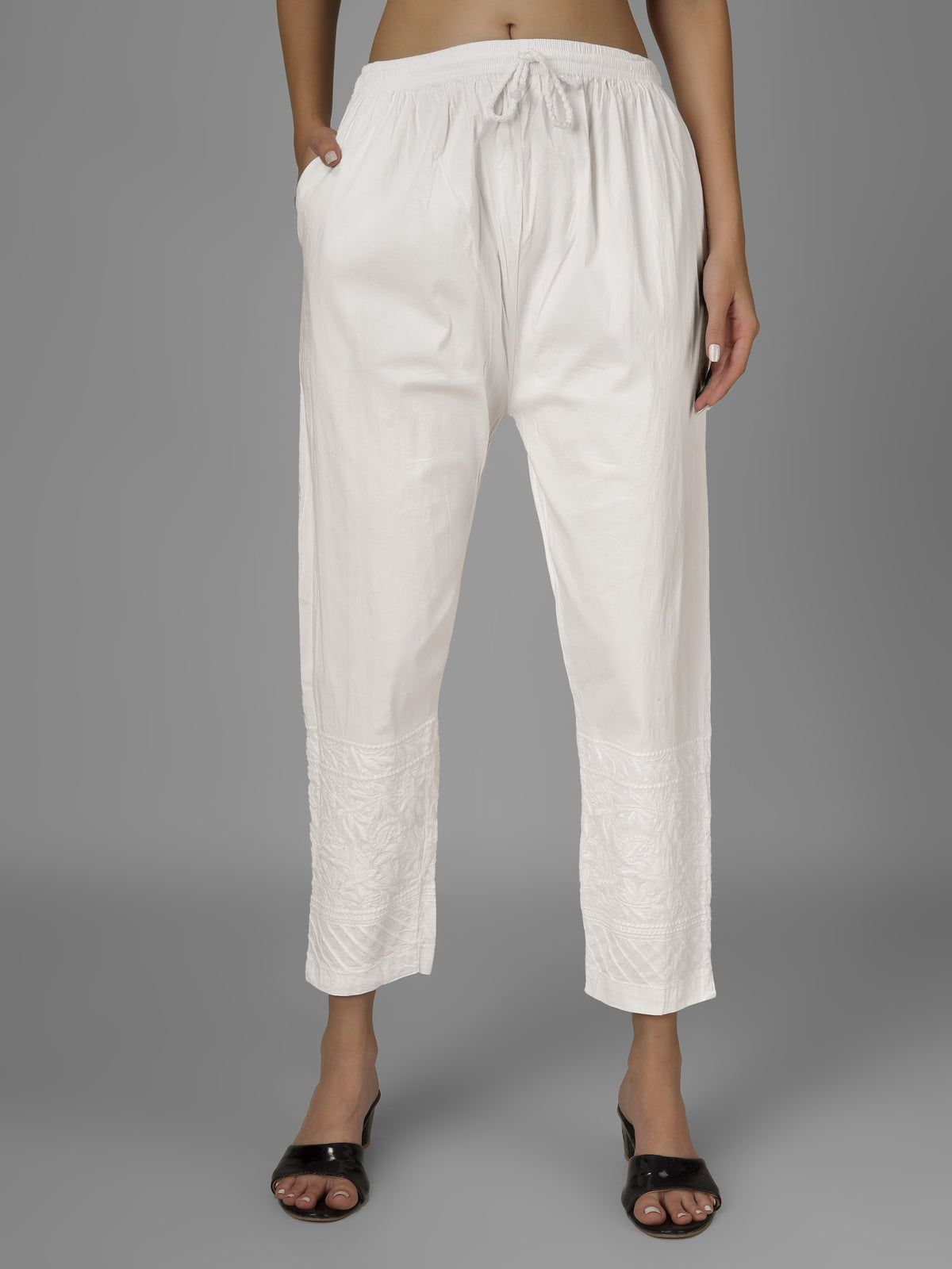STRAIGHT CHIKANKARI PANT - DHARI
