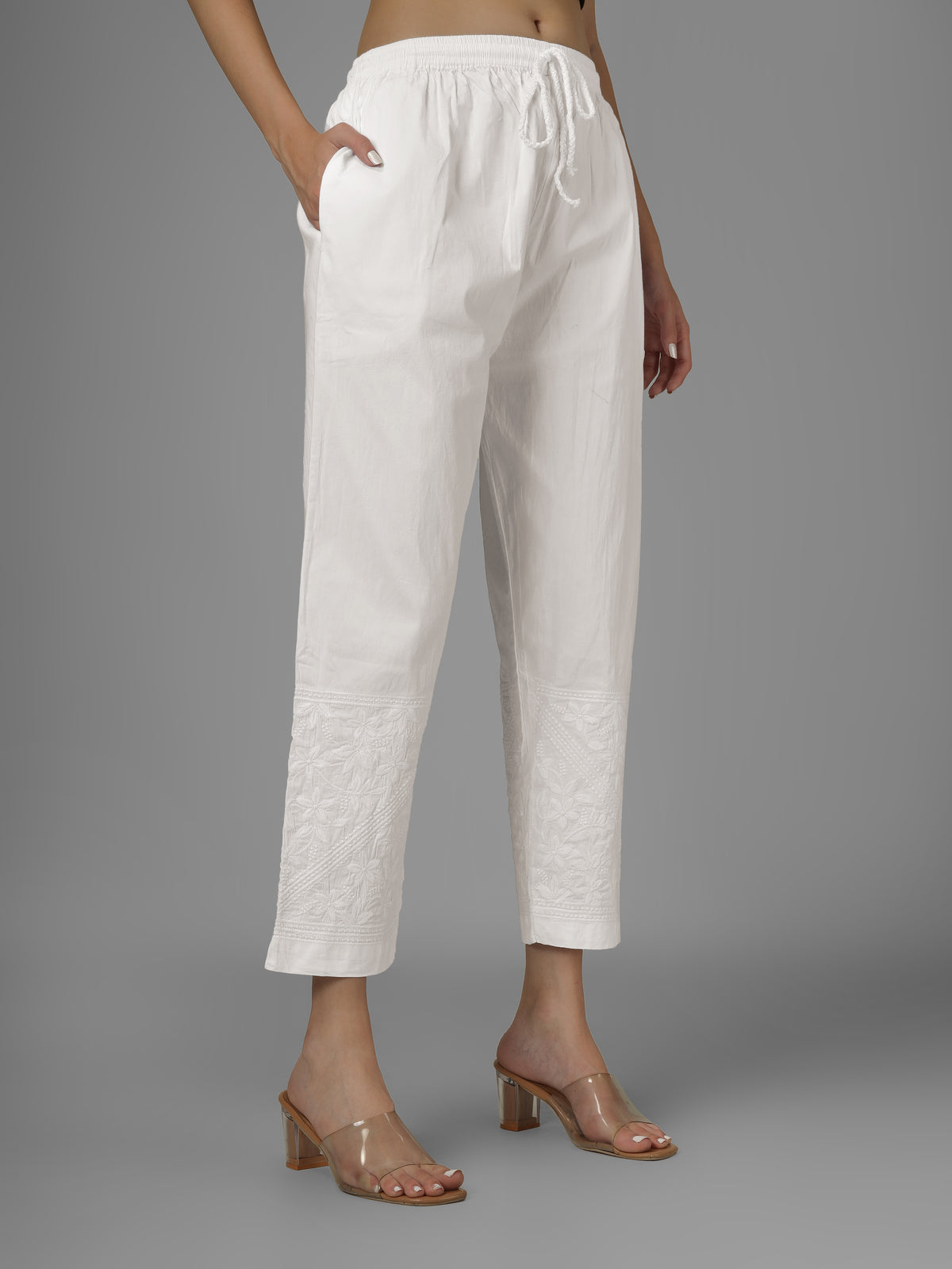STRAIGHT CHIKANKARI PANT- V