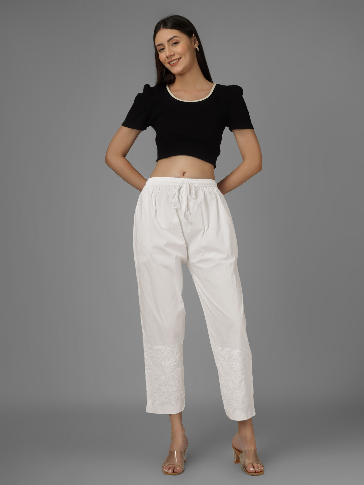 STRAIGHT CHIKANKARI PANT- V
