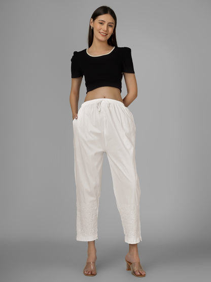 STRAIGHT CHIKANKARI PANT - WAVE