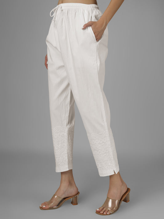 STRAIGHT CHIKANKARI PANT - WAVE