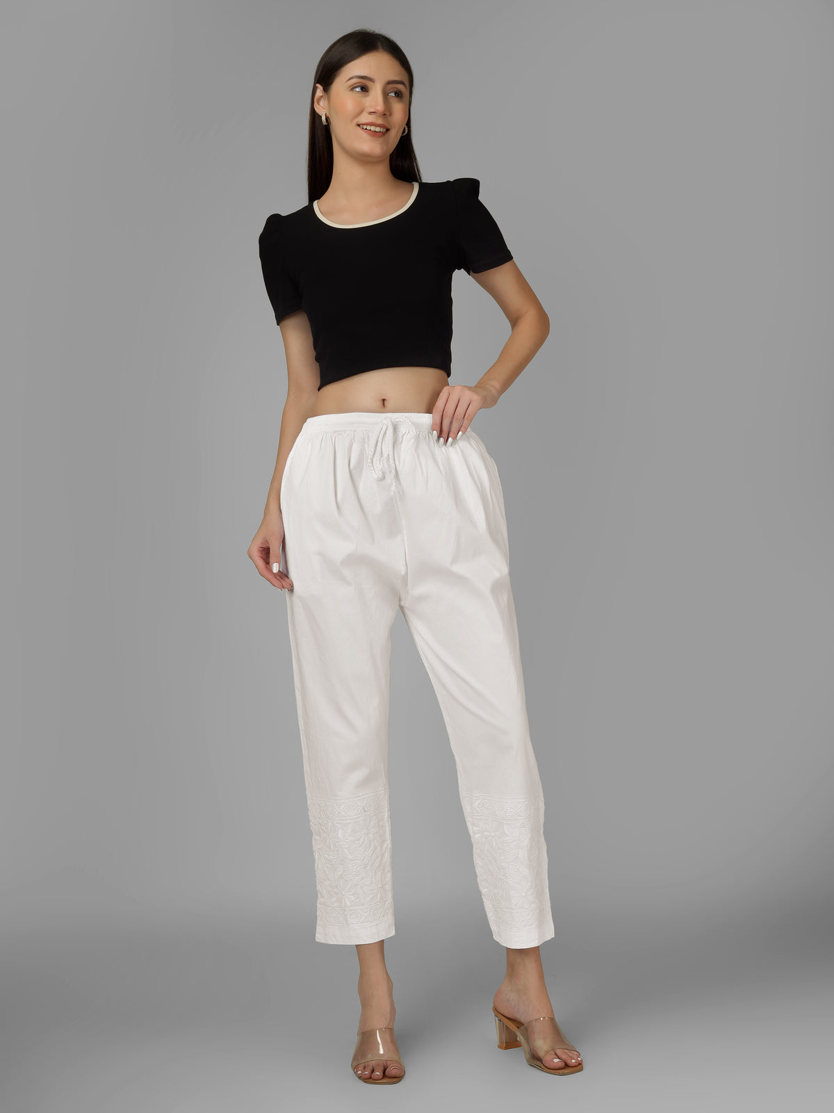 STRAIGHT CHIKANKARI PANT