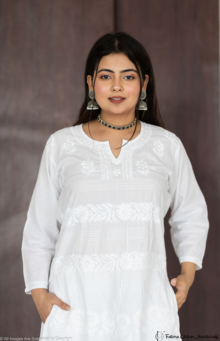 FARA WHITE RESHAM SHORT TOP DYEABLE