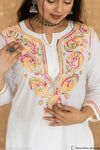 AYA PURE COTTON CHIKANKARI SHORT LENGTH KURTA