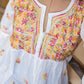 ASMA WHITE MULTI CHIKANKARI COTTON SHORT FROCK