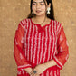Aadila Red 56 Kali Georgette Chikankari Anarkali 
