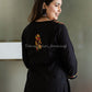 YUSRA BLACK MULTI CHIKANKARI KHADI COTTON STRAIGHT KURTI