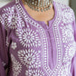 LAVENDER AYAAT MODAL COTTON STRAIGHT CHIKANKARI KURTI