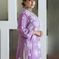 LAVENDER AYAAT MODAL COTTON STRAIGHT CHIKANKARI KURTI
