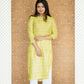 GAZAL GREEN CHANDERI COTTON STRAIGHT CHIKANKARI KURTI