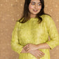 GAZAL GREEN CHANDERI COTTON STRAIGHT CHIKANKARI KURTI