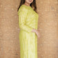 GAZAL GREEN CHANDERI COTTON STRAIGHT CHIKANKARI KURTI