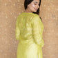 GAZAL GREEN CHANDERI COTTON STRAIGHT CHIKANKARI KURTI
