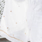 WHITE GEORGETTE GOTA PATTI CHIKANKARI DUPATTA LUCKNAWI CHIKAN