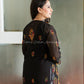 BLACK MULTI HAFSA GEORGETTE STRAIGHT CHIKANKARI KURTI